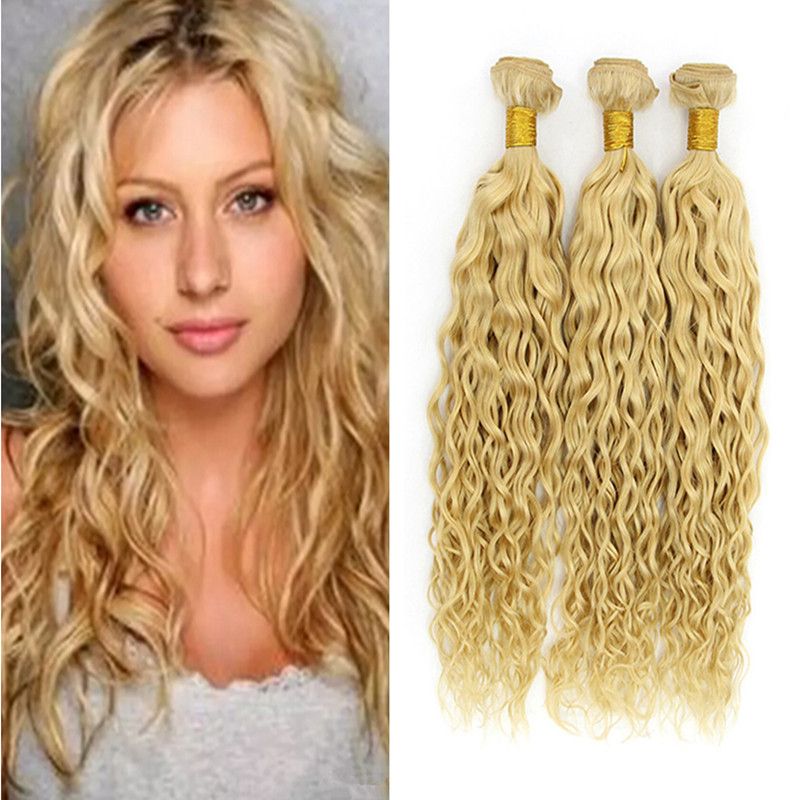 9a European Blonde Virgin Hair Weaves Wet And Wavy 100