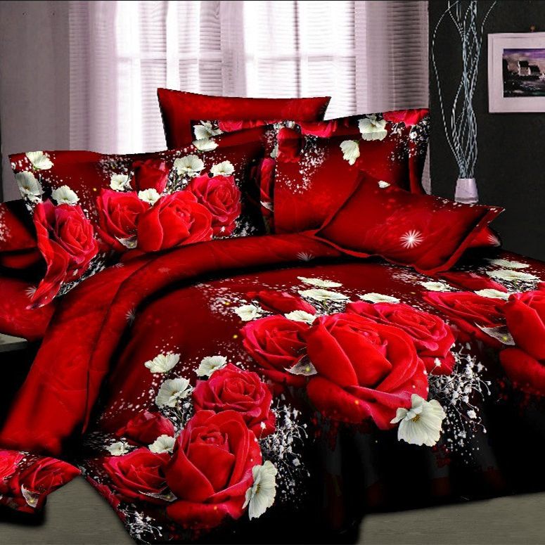 Wholesale Home Textiles Cotton Leopard Grain Rose 3d Bedding Sets
