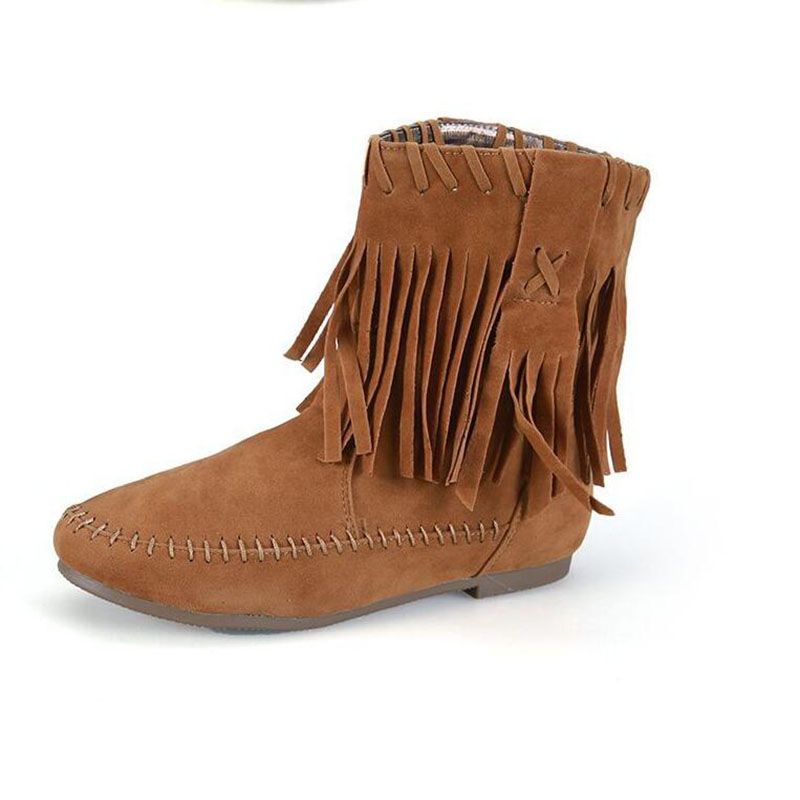 flat fringe boots