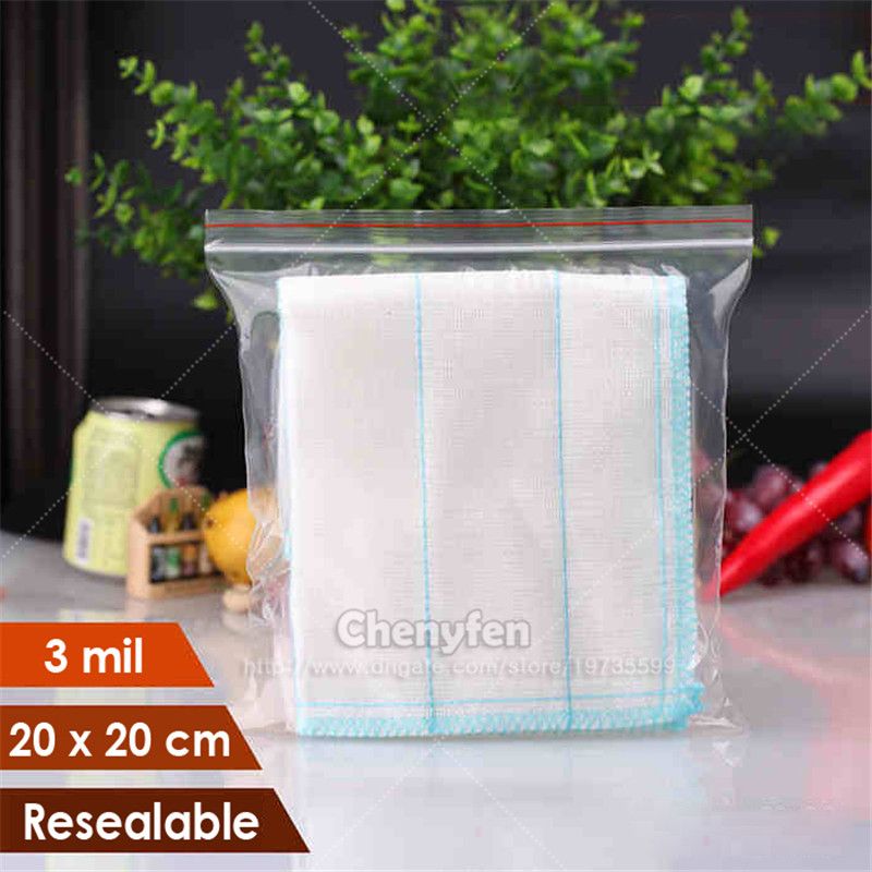 resealable plastic bags 20cm x 20cm