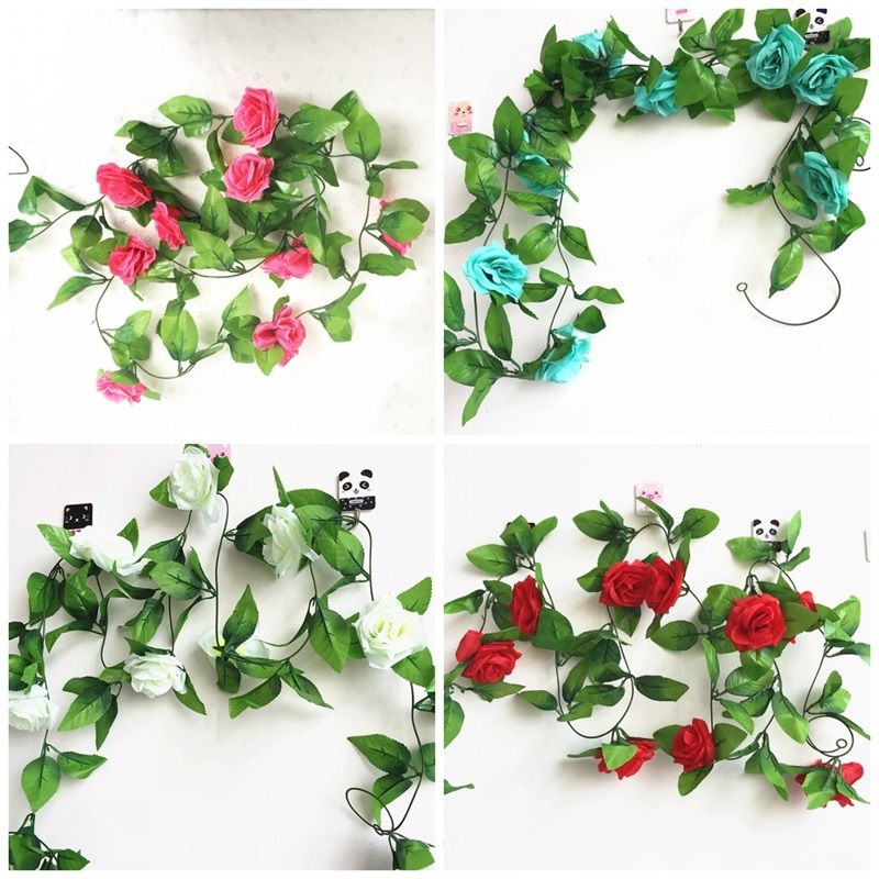2019 Home Decor Artificial Flowers Leaves 2.45M Fake Simulation Rose Flower Vines With Green For Wedding Decorations Multi Color 3 5ql C RW From