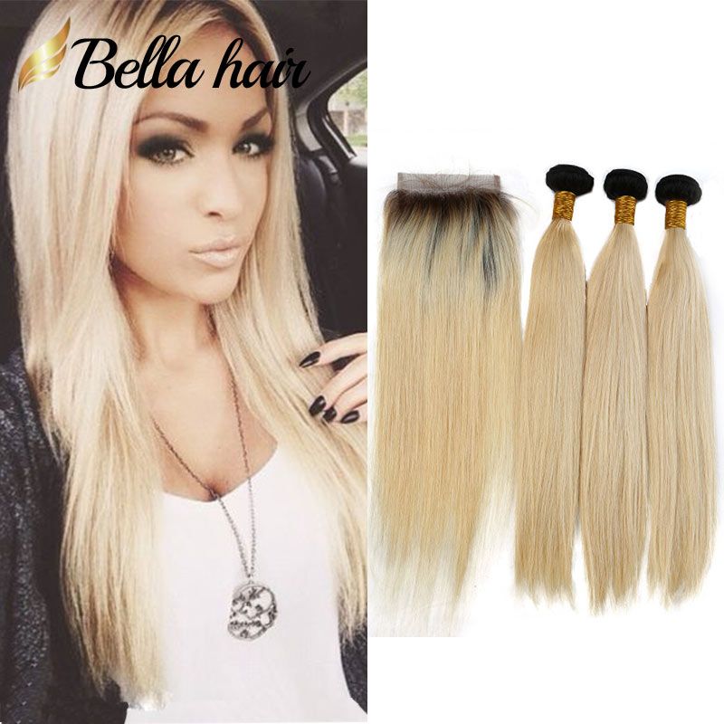 Bella Hair 10a Straight 1b Black Root With Honey Blonde Human