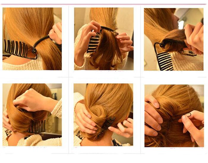 Women Diy Formal Hair Styling Updo Bun Comb And Clip Tool Set For