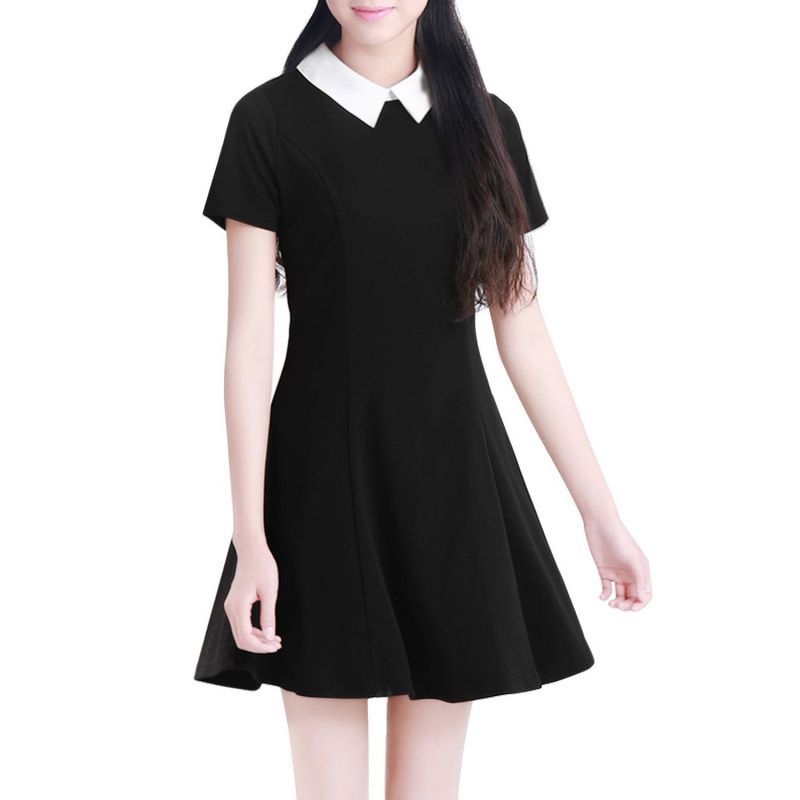 black dress with white collar for girls