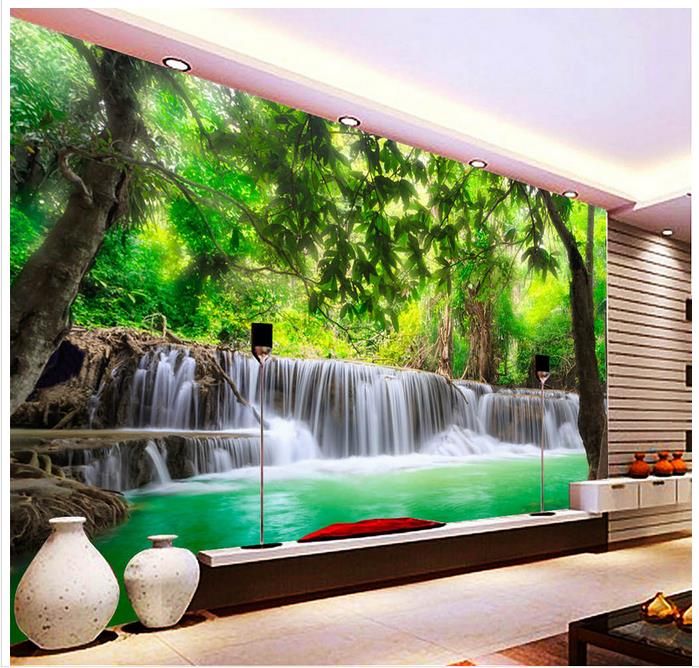 Grosshandel High End Kundenspezifische 3d Fototapete Wandbilder Wandpapier 3d Hd Forest River Wasserfall 3d Wohnzimmer Tapete Hintergrund Wand Wohnkultur Von A1048874333 9 25 Auf De Dhgate Com Dhgate