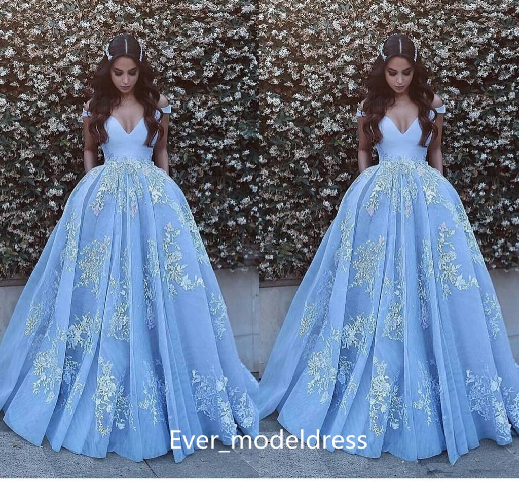 sky blue colour ball gown