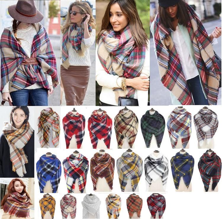 Ladies Check Pattern Blanket Scarf Shawl Stole Oversized Women Gift Good Quality
