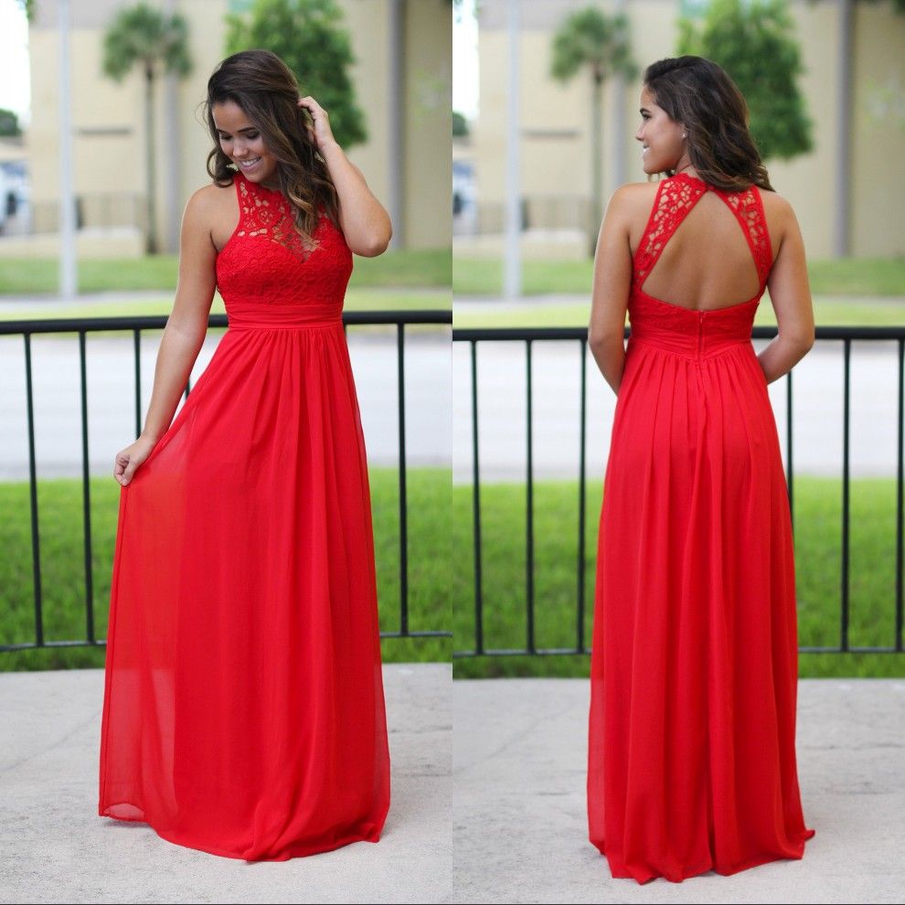 apple red bridesmaid dresses