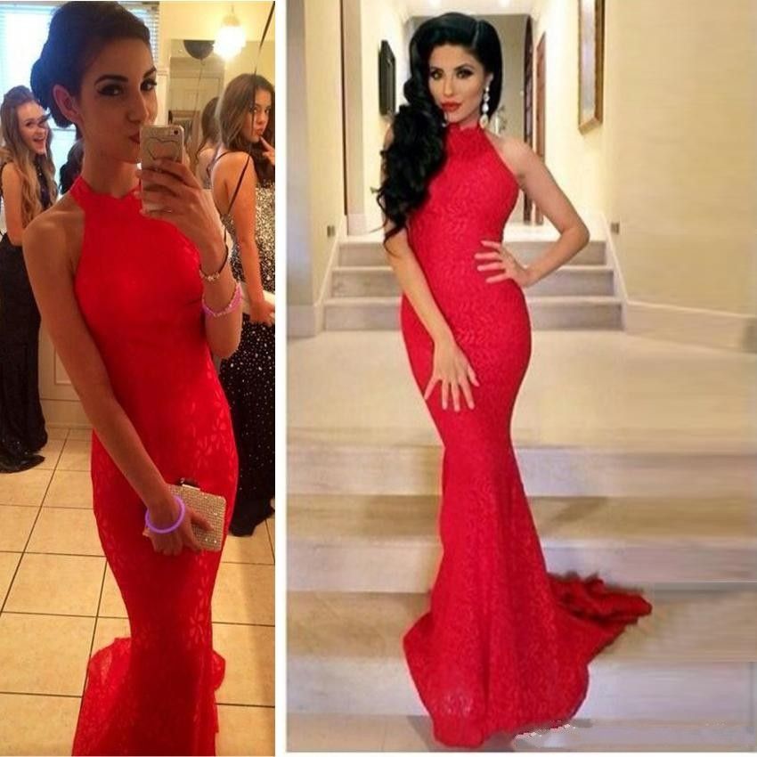 red halter top dress