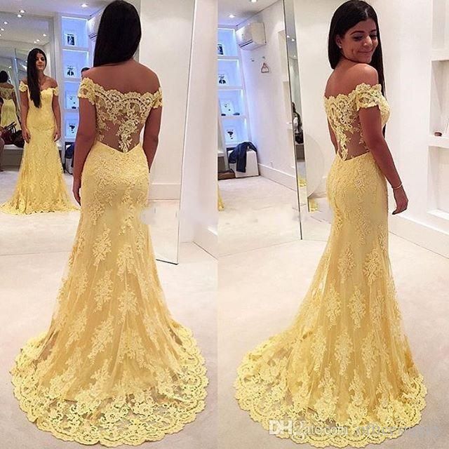 yellow glitter prom dress