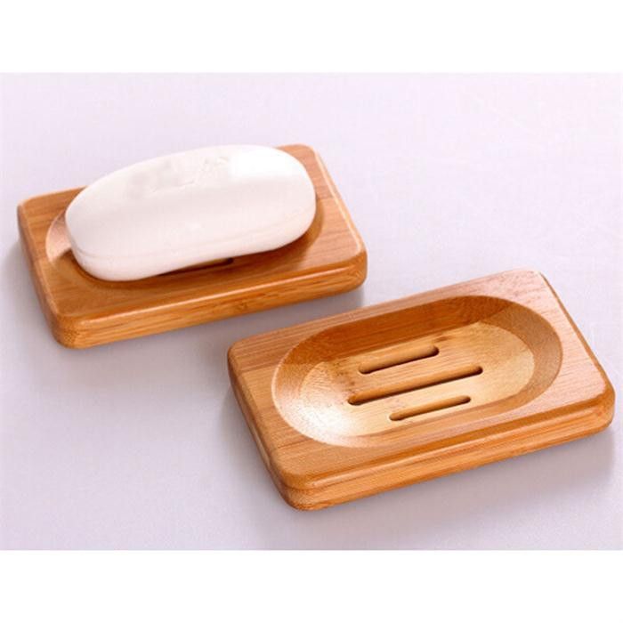 2tlg Natürliche Bambus Holz Bad Dusche Seifenschale Dish Storage Halter Platte