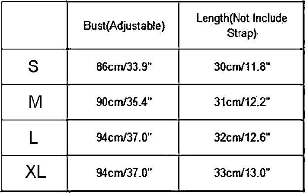 Crochet Bralette Size Chart