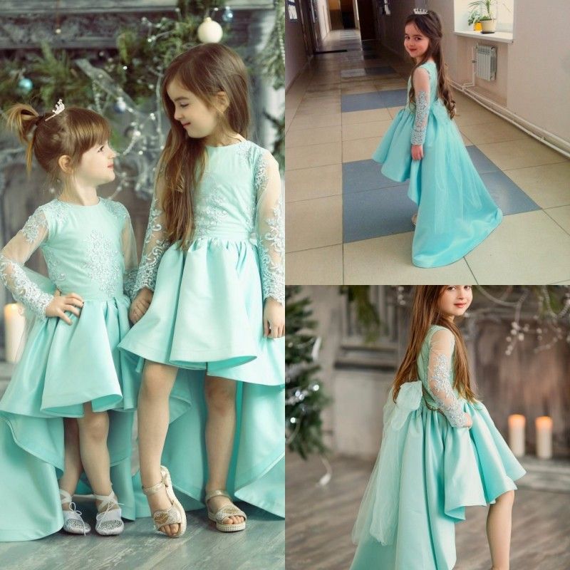 Mint Green Big Bow Flower Girl Dresses 