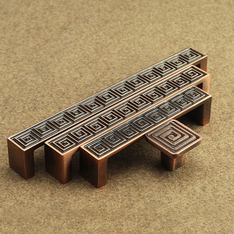2019 96mm 128mm160mm Chinese Style Vintage Simple Red Bronze Wardrobe Dresser Kitchen Cabinet Drawer Furniture Door Handle Pull Knob From