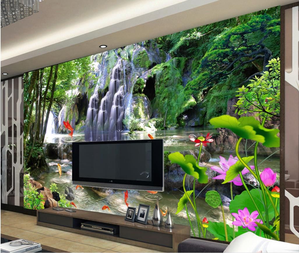 décoration de la mode décoration pour chambre Cascades Cascade Paysage Cascade Fresco TV fond mur