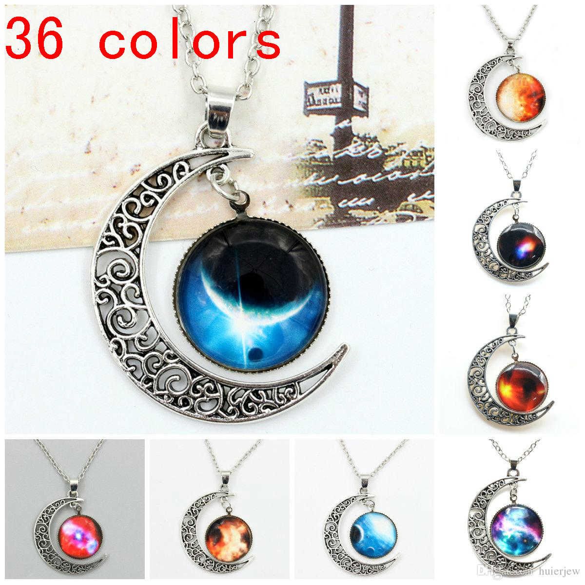 Mix 36 colors moon necklaces