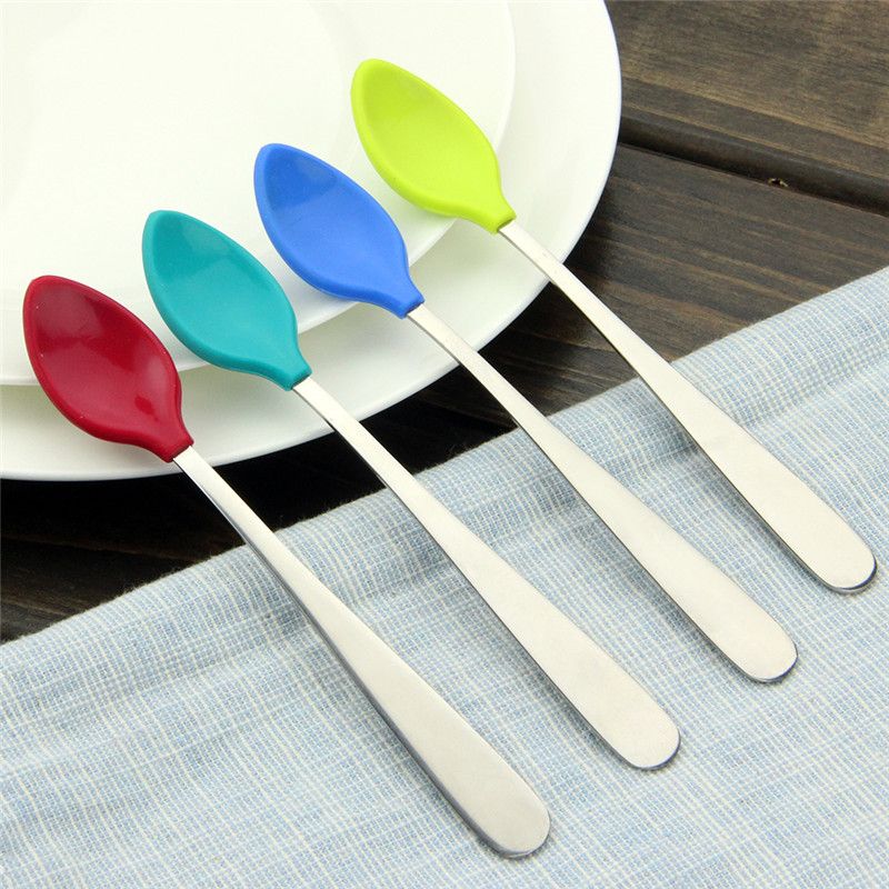 Acheter Pas Cher 4 Pieces Bebe Cuillere Enfants Silicone Souple Ustensile Vaisselle De Securite Infantile Solide Alimentation Cuilleres Couverts Pour Enfants Du 2 6 Fr Dhgate