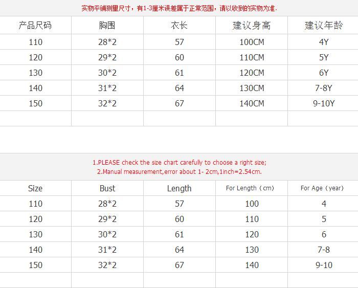 Teenage Clothing Size Chart