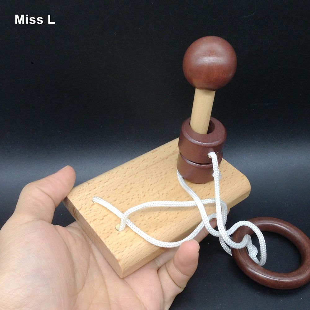 String Puzzle Brain Teaser Rope Game Toy Wooden Wood 3D Adult Kids Gift YS