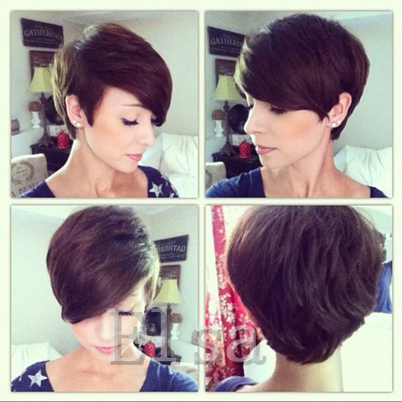 Celebrity Short Human Hair Wigs Pixie Rihanna Short Hair Wigs