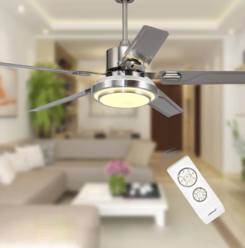 2019 48 Inch Ceiling Fan Led Lamp 4 Leaves Stainless Steel Modern Ceiling Fans With 18w Led Ceiling Lamp Remote Control 110v 220v From