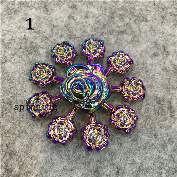 Nine Leaves Rose Flower Fid Spinner Rainbow Colorful Zinc Alloy