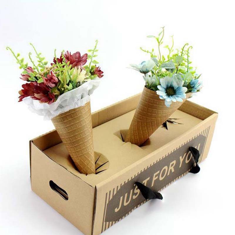Acheter Mini Cornet De Crème Glacée Pour Emballage De Fleurs Bouquet De Fleurs Emballage Cadeau Packaing Artisanat Papier Demballage Kraft De 1756