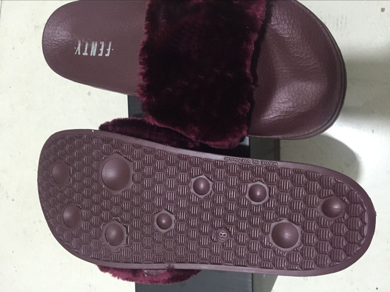 burgundy fenty sandals