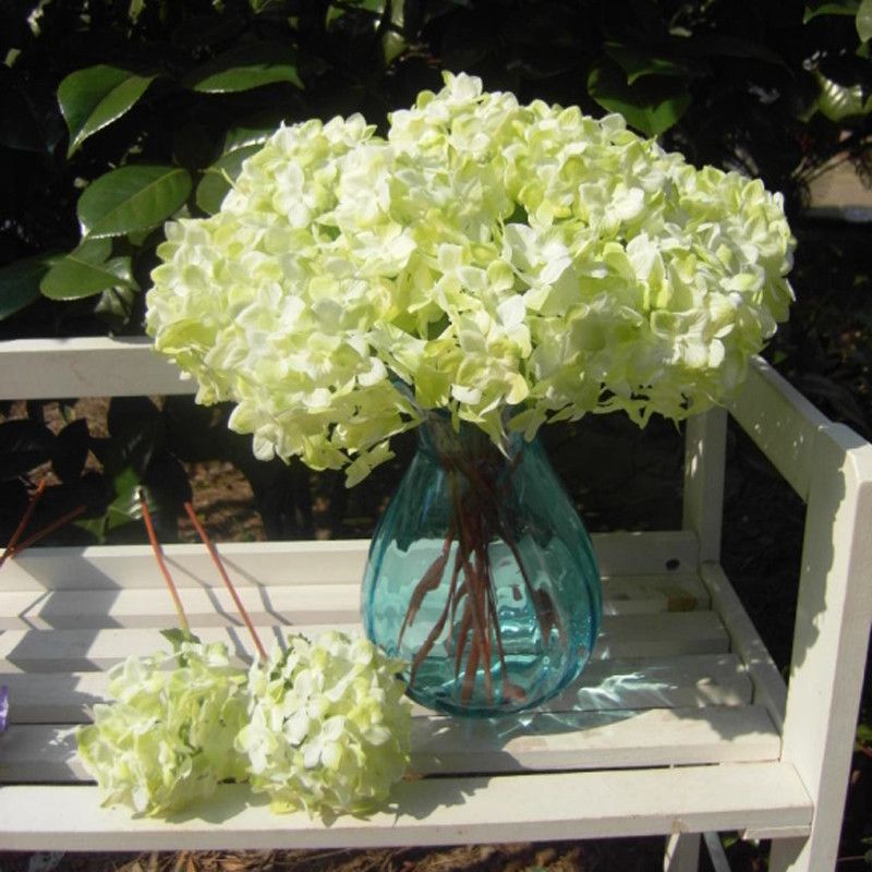 Tallo de hortensia blanco o crema artificial mini barroco hortensias bodas  5 color simulación flor planta traje falso decoración de la boda