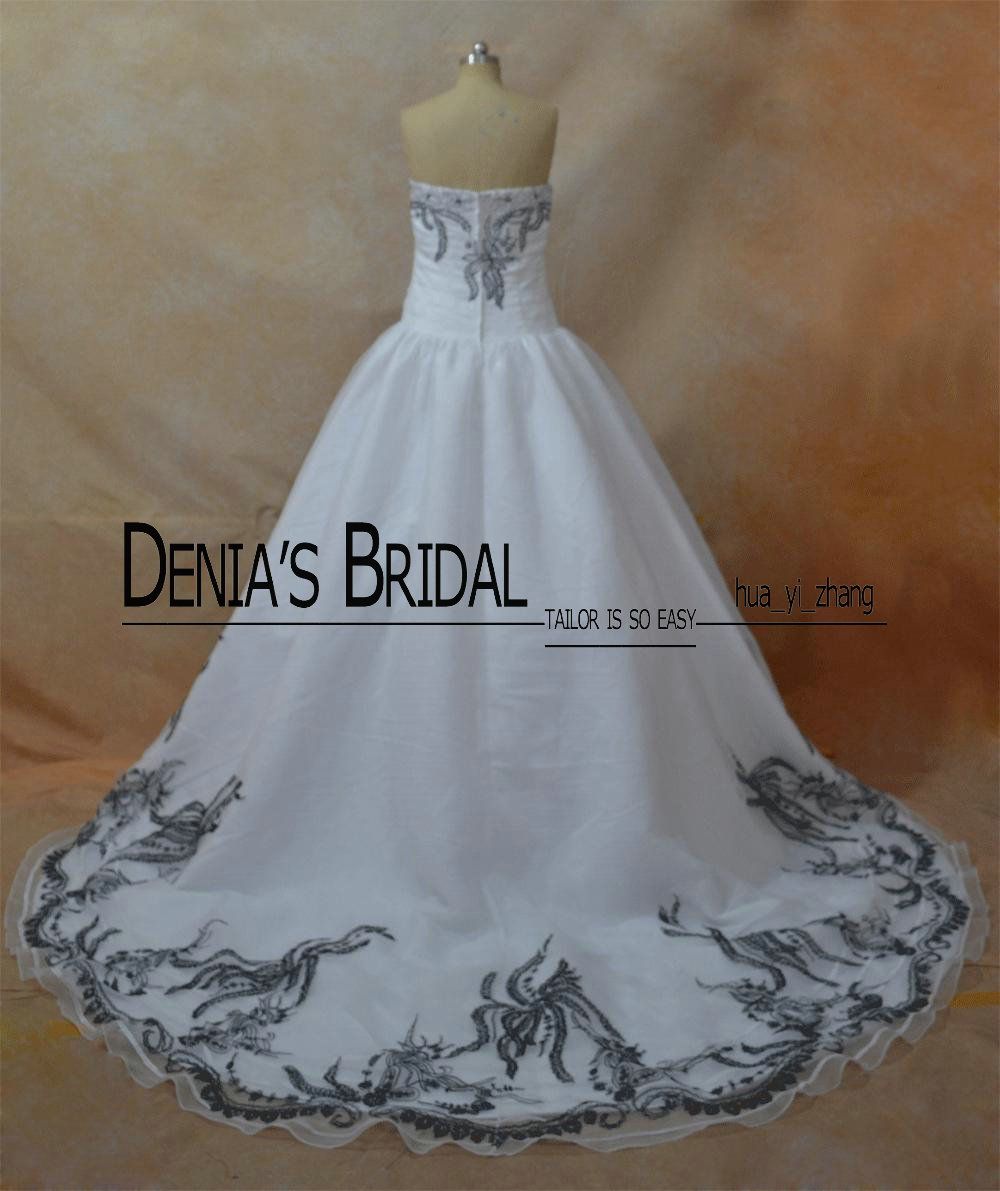 2016 Vintage blanco y negro bordado vestidos de novia Imágenes reales Organza Sweetheart Hotfix Rhinestones con 2016 Vintage blanco y negro bordado vestidos de novia Imágenes reales Organza Sweetheart Hotfix Rhinestones con