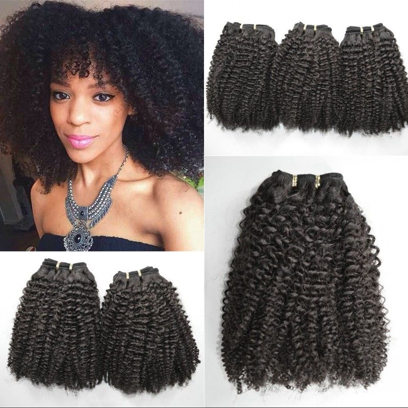Malasian Kinky Curly Hair Weaves Double Weft Full End Virgin Human