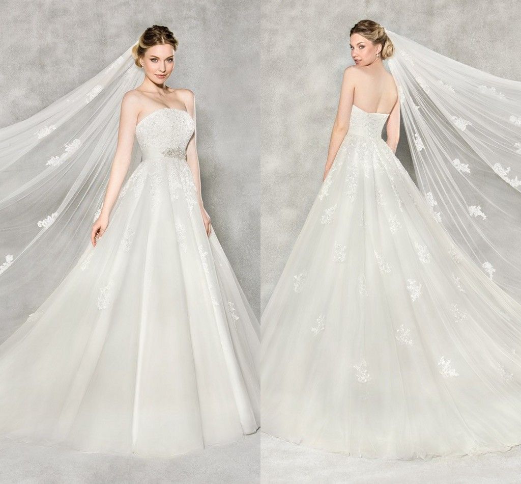 Discount Vintage Empire Waist Strapless Tulle Wedding