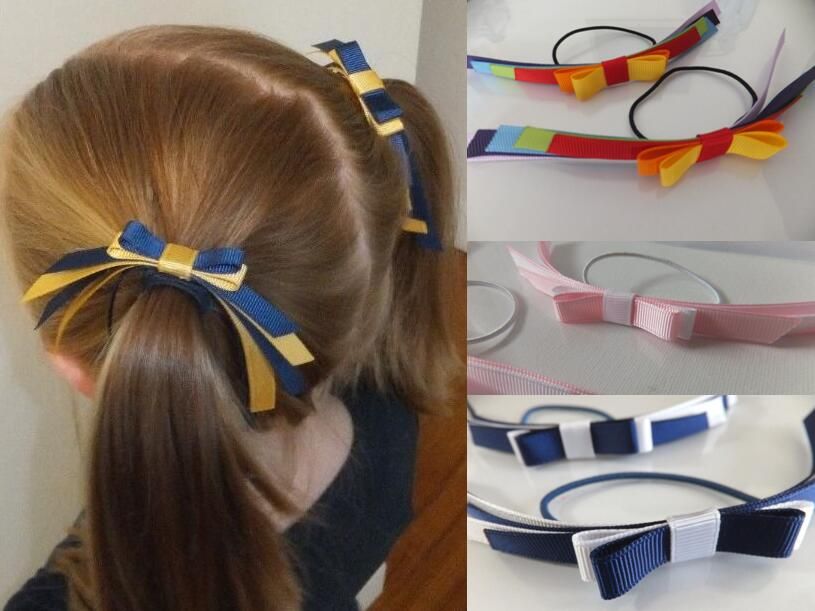 New Arrival Diy Girls Ponytail Holder Rainbow Colours Ribbon