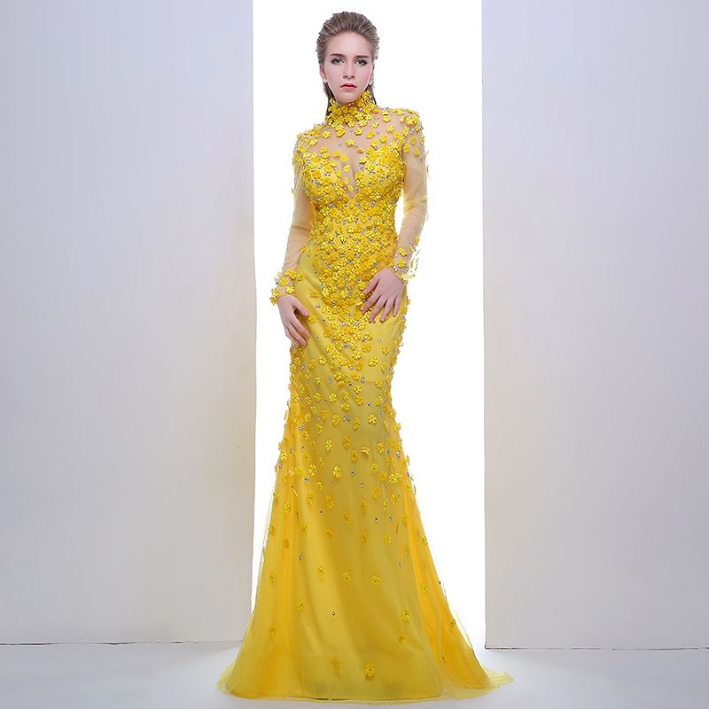 yellow designer dress