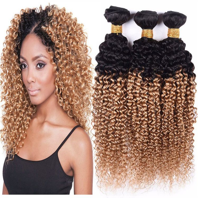 Malaysian Ombre Kinky Curly Hair Bundle 1b 27 Deep Curly Ombre