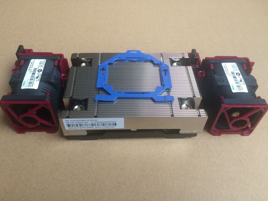 NEW HP DL360p G9 V3//V4 CPU cooler kit,heatsink 775403-001,2x fans 750688-001