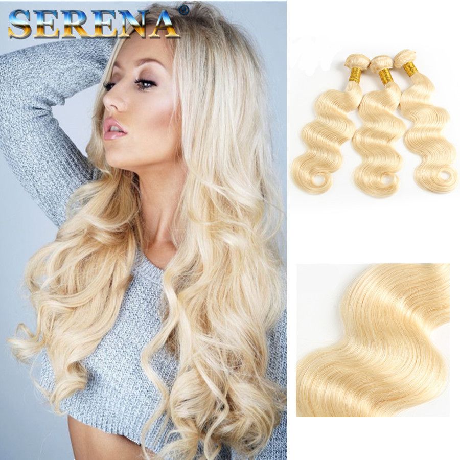 Color 613 Bleach Blonde Eurasian Body Wave Virgin Hair Eurasian