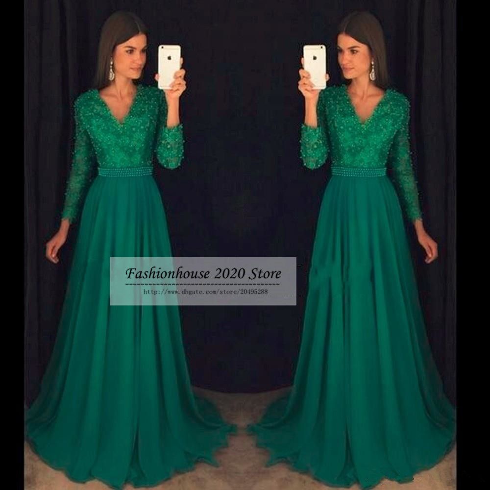 green lace long sleeve dress