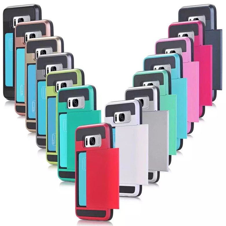 Dual Layer Armor Phone Case With Slide Card Case For Iphone 6 7 8plus X