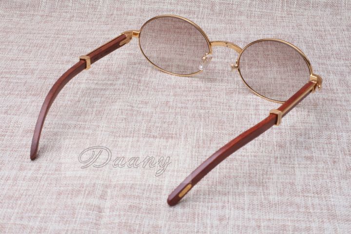 Lunettes de soleil rondes Cornet de bétail Eyeglasses 7550178 Wood Hommes et femmes Sunglasses Lunettes de soleil Glasess Lunettes Taille: 55-22-135mm