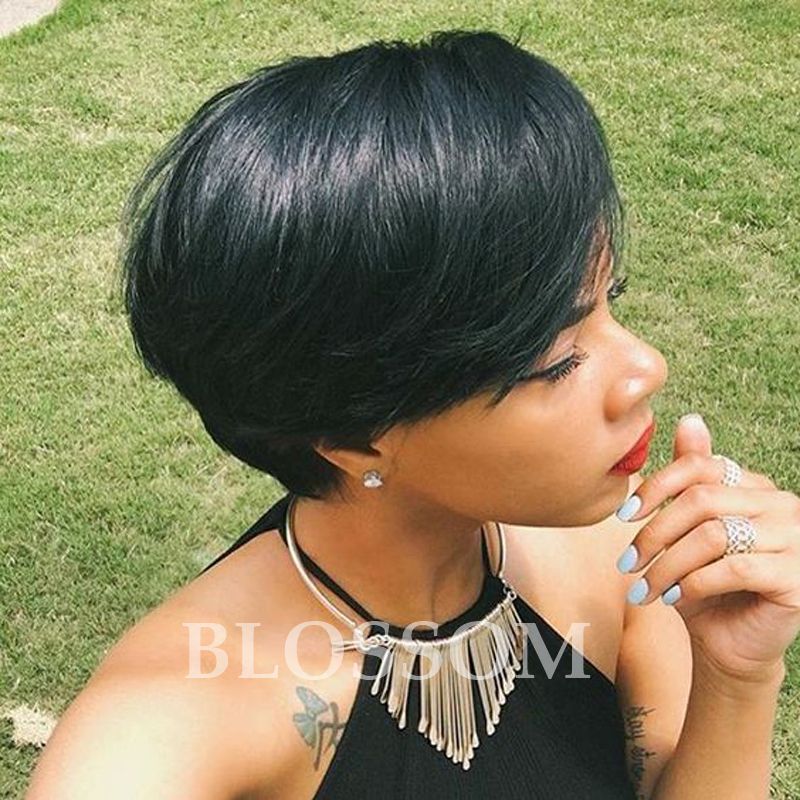 Rihanna African Americans Pixie Cut Short Brazilianfull Lace Human