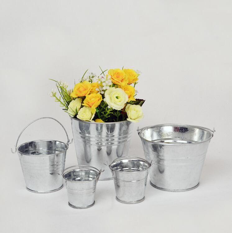 2021 Galvanized Buckets Buckets Storage Metal Flower Pot Vase Bucket