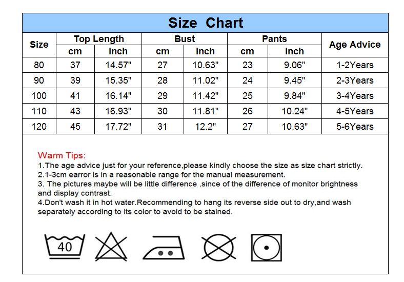 Korean Baby Clothes Size Chart