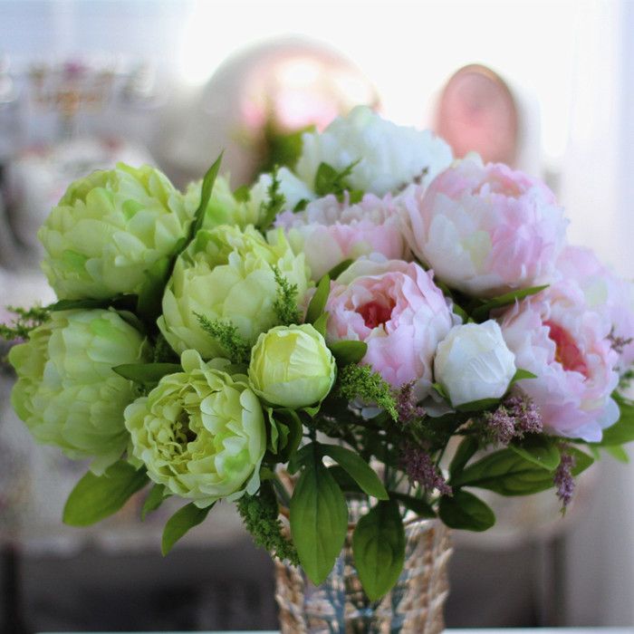 Beautiful Peony Flower Home Decoration Hand Made Artificial Peony Bunch Flowers Bridal