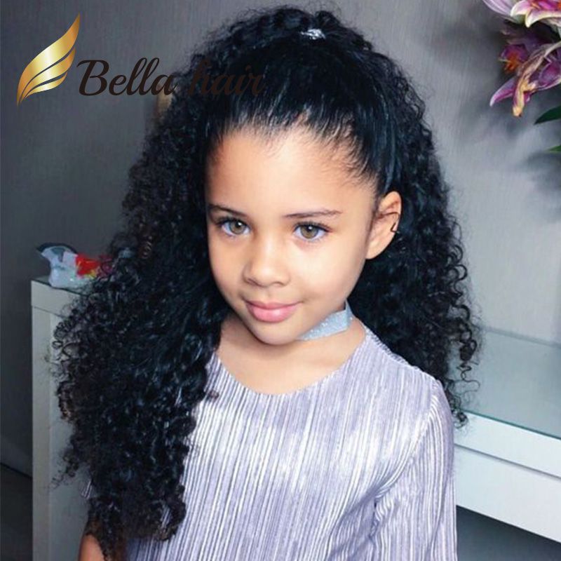 Cute Children Wigs Deep Curly 8 24inch Customized Small Cap Size Elastic Back Band Kids Full Lace Wigs Full Hand Tied Curly Hair Lace Wig Wig Styles