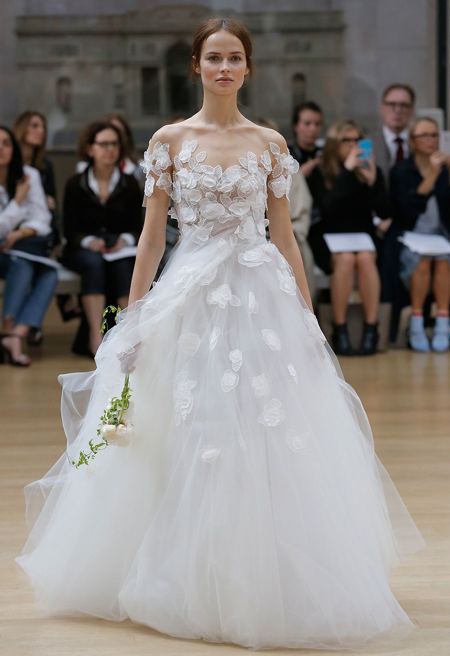 Short Sleeves 3D Floral Appliques Ball Gown Wedding Dresses 2018 Oscar