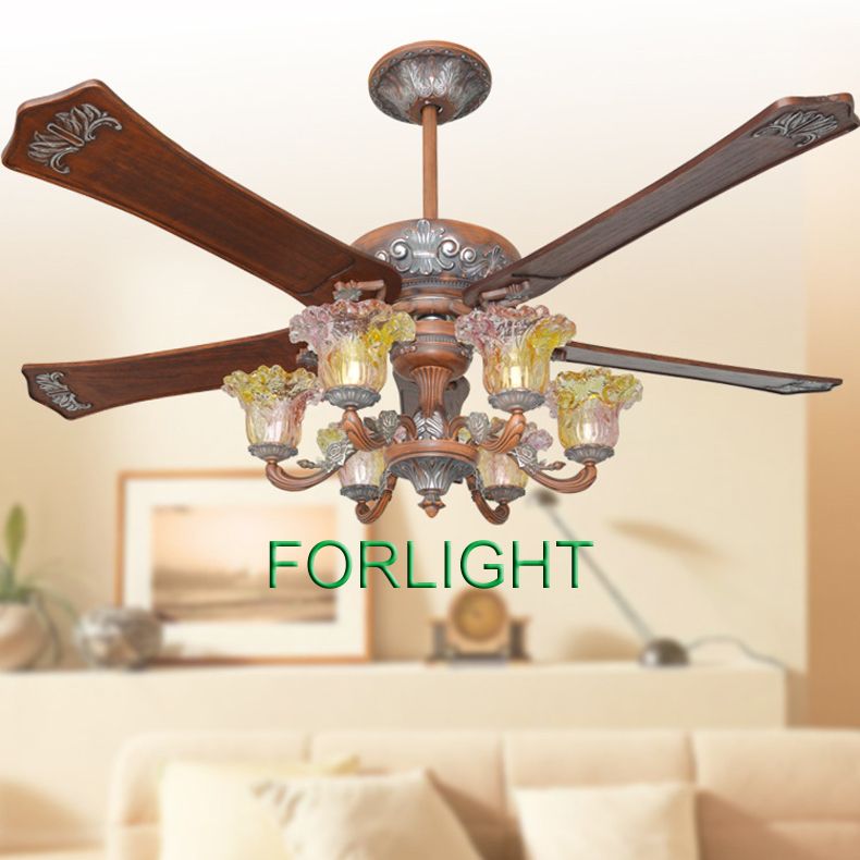 Classic Led Ceiling Fans Lights 62 Inch 5 Blade Vintage Wooden Fans Remote Control Indoor Ceiling Fan With 6 Lights Canada 2019 From Forlight Cad