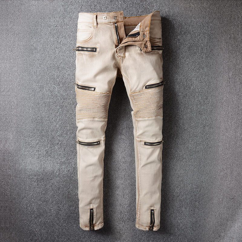 distressed khaki jeans