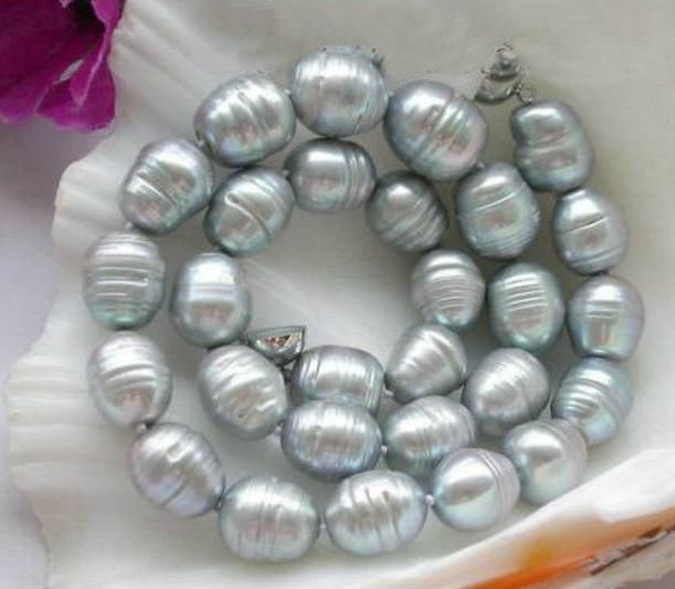 Natural 10-11mm Big White Cultural Pearl Necklace Leather Chain Growing String