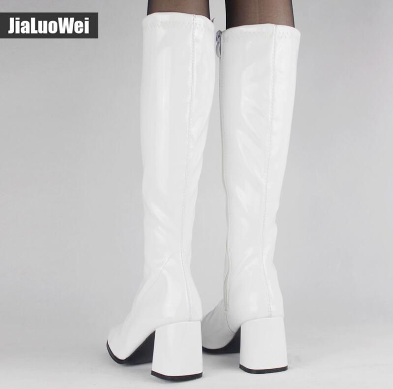 LADIES WOMENS FANCY PARTY GO GO BOOTS 60s 70s RETRO KNEE HIGH BIG SIZES BOOTS